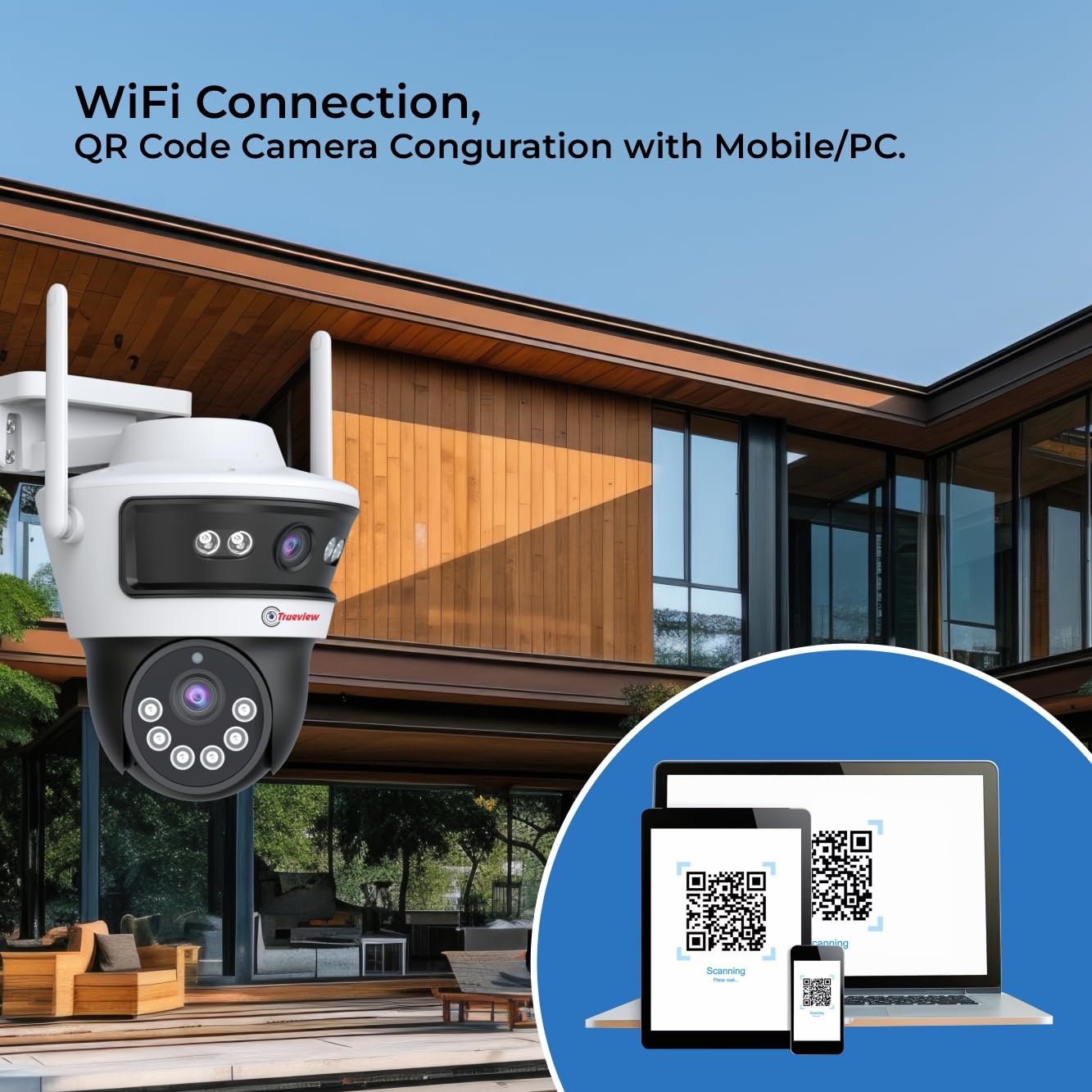 Trueview Smart WiFi Linkage 2Mp+2Mp Pan-Tilt Zoom CCTV Camera, Outdoor Indoor Security Camera, Water Proof, 2 Way Talk, Cloud Storage, Motion Detect, Supports SD Card Up to 256 GB, Night Vision - Image 7 thumbnail