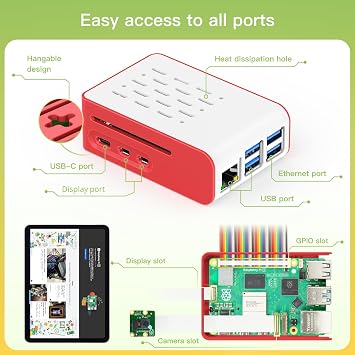 iRasptek Basic Kit for Raspberry Pi 5 RAM 4GB with Pi 5 Case and Active Cooler