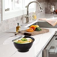 Vista 3 de Kitch'nMore Cuencos de preparación de comidas extra gruesos de 36 onzas con tapas, recipientes de plástico con cubiertas transparentes para fideos