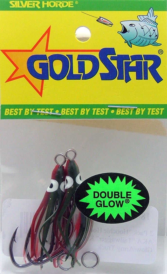 Silver Horde 1800-8060 2 Pack Hoochie Hook AKA Tailwagger Kit Glow/Army Truck, Multi, one Size