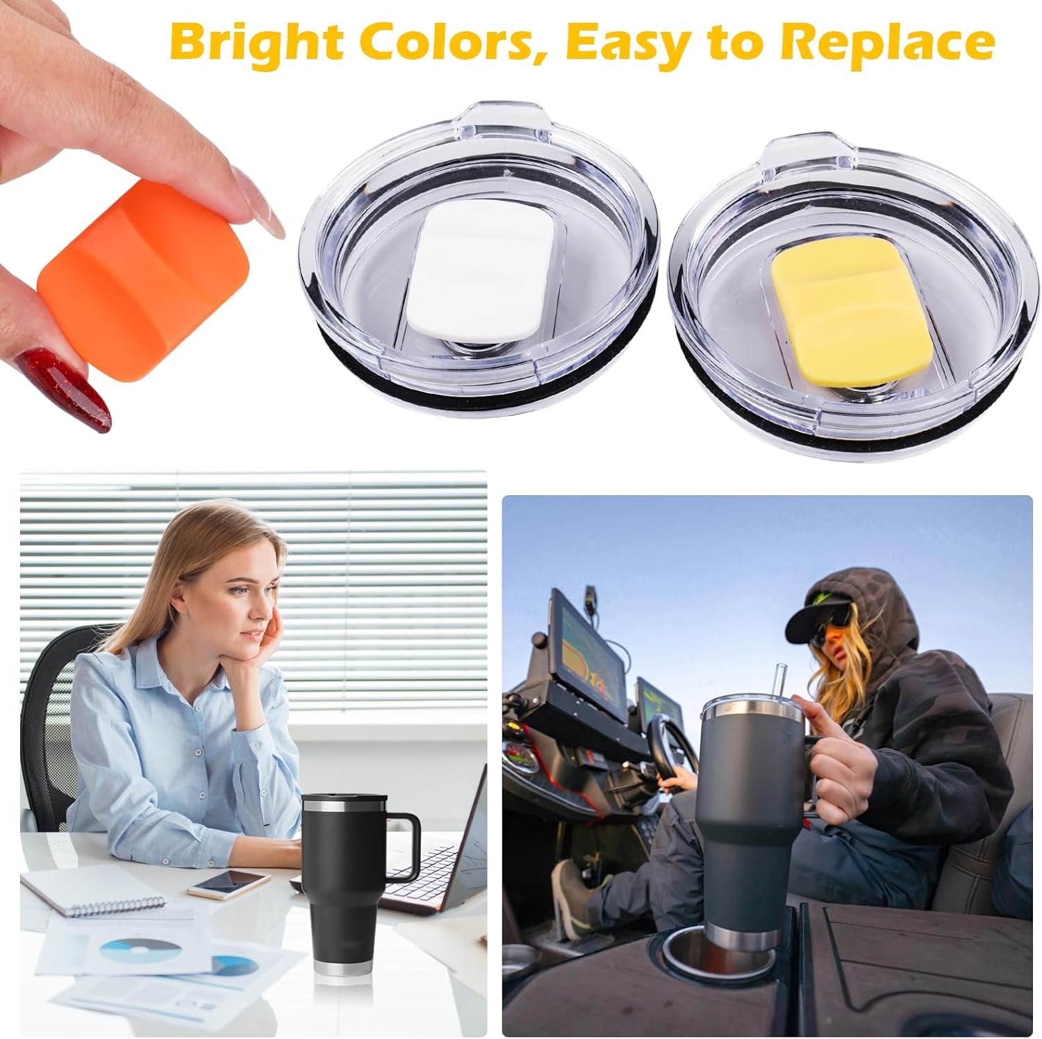 9 Pcs Magnetic Slider Replacement for Yeti Lids 10 oz, 14oz, 16 oz, 20 oz, 26 oz, 30 oz (Light pink, Black, Light Blue, Purple, Light Purple, Red, Orange, White, Yellow)