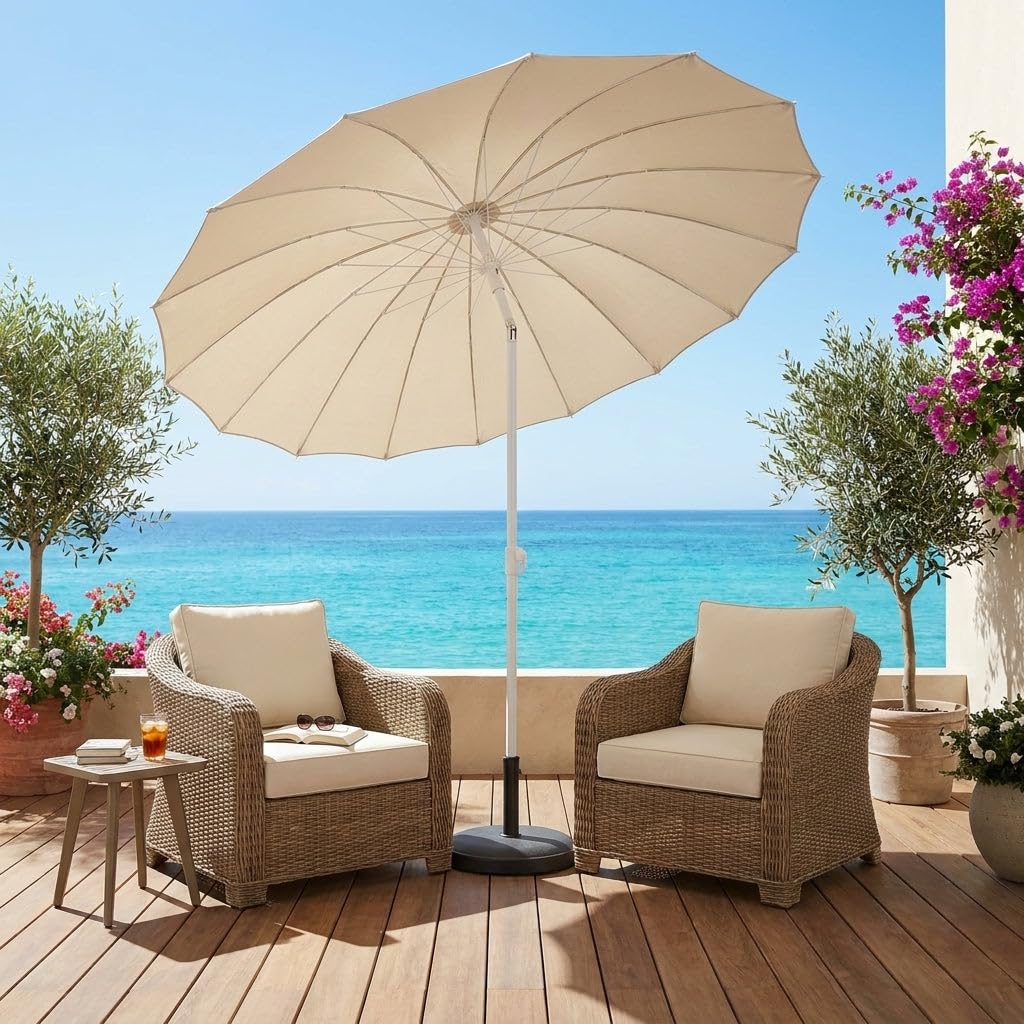 HEMAX Ombrellone da Giardino Parasole da Spiaggia 2,2mt con Palo Centrale