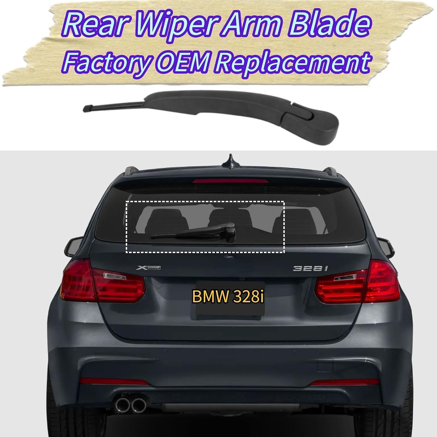 Rear Wiper Blade & Arm Replacement for BMW 3-Series F31 Wagon 328d xDrive 328i 330i Base 2012-2019 2018 2017 2016 2015 2014 2013 - All-Season Rear Back Windshield Wiper Blade Set