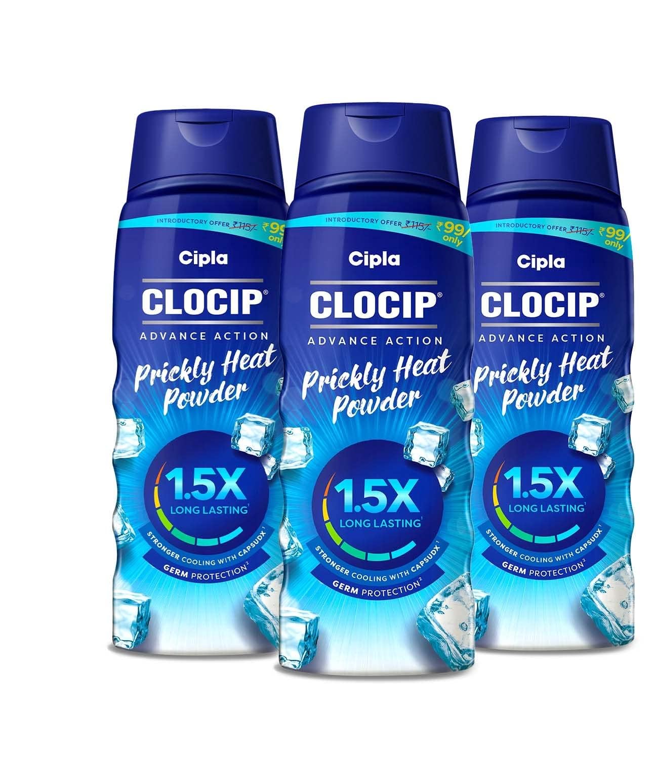 Clocip Advance Action Prickly Heat Powder (150g, Pack of 3)