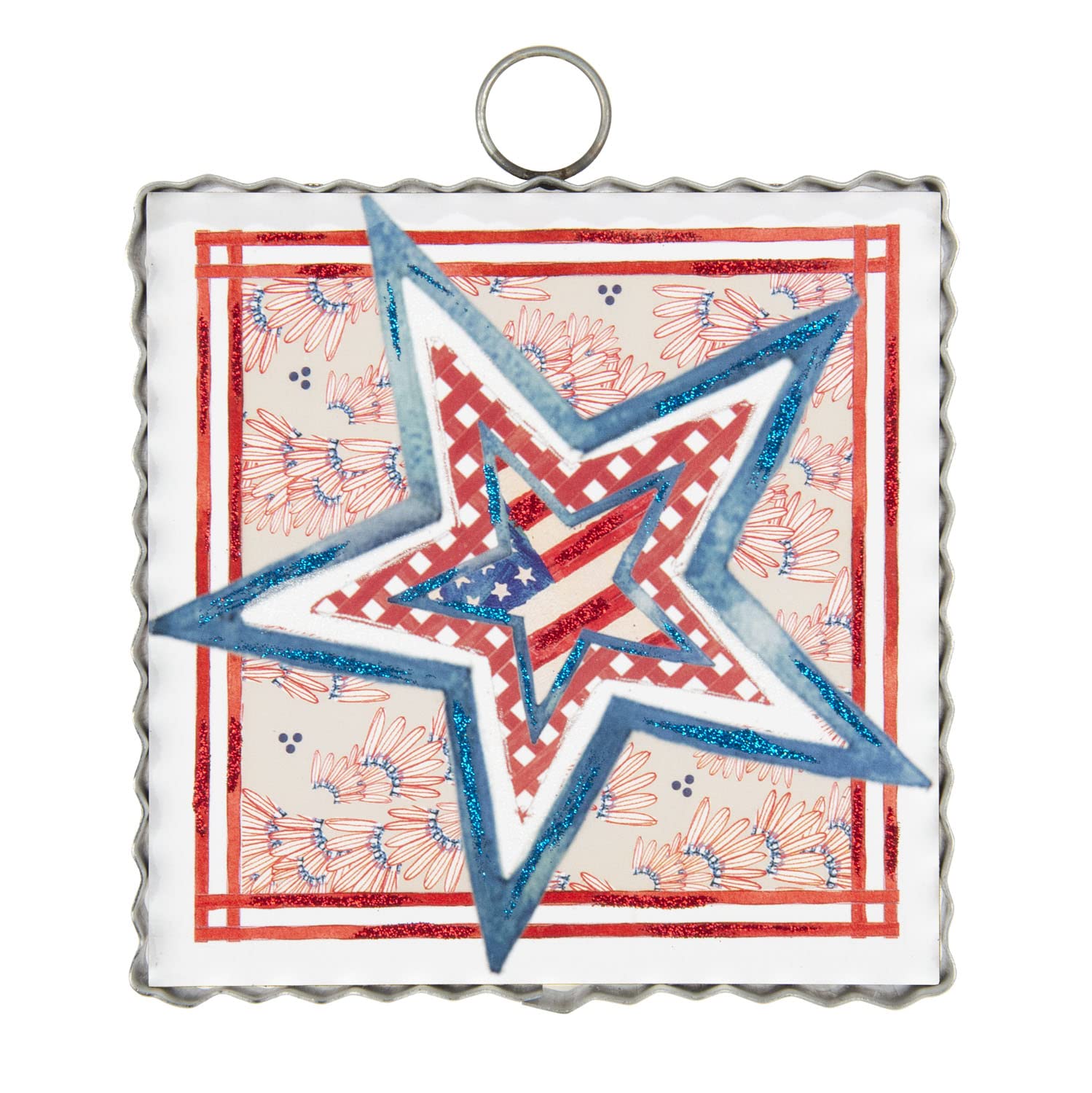 The Round Top Collection - Mini Patriotic Star Ina Star - 7" x 1" x 6” Metal & Wood Patriotic Celebration