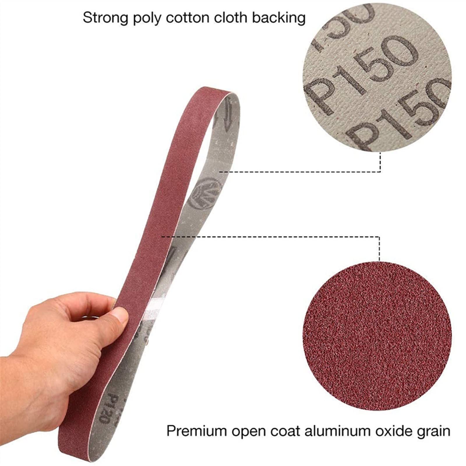 Rotolo di carta vetrata, carta vetrata fine, Nastri abrasivi for ossido di alluminio da 15 pezzi 1X30 pollici Nastri abrasivi for carichi pesanti Nastri abrasivi for levigatrice a nastro for smeriglia
