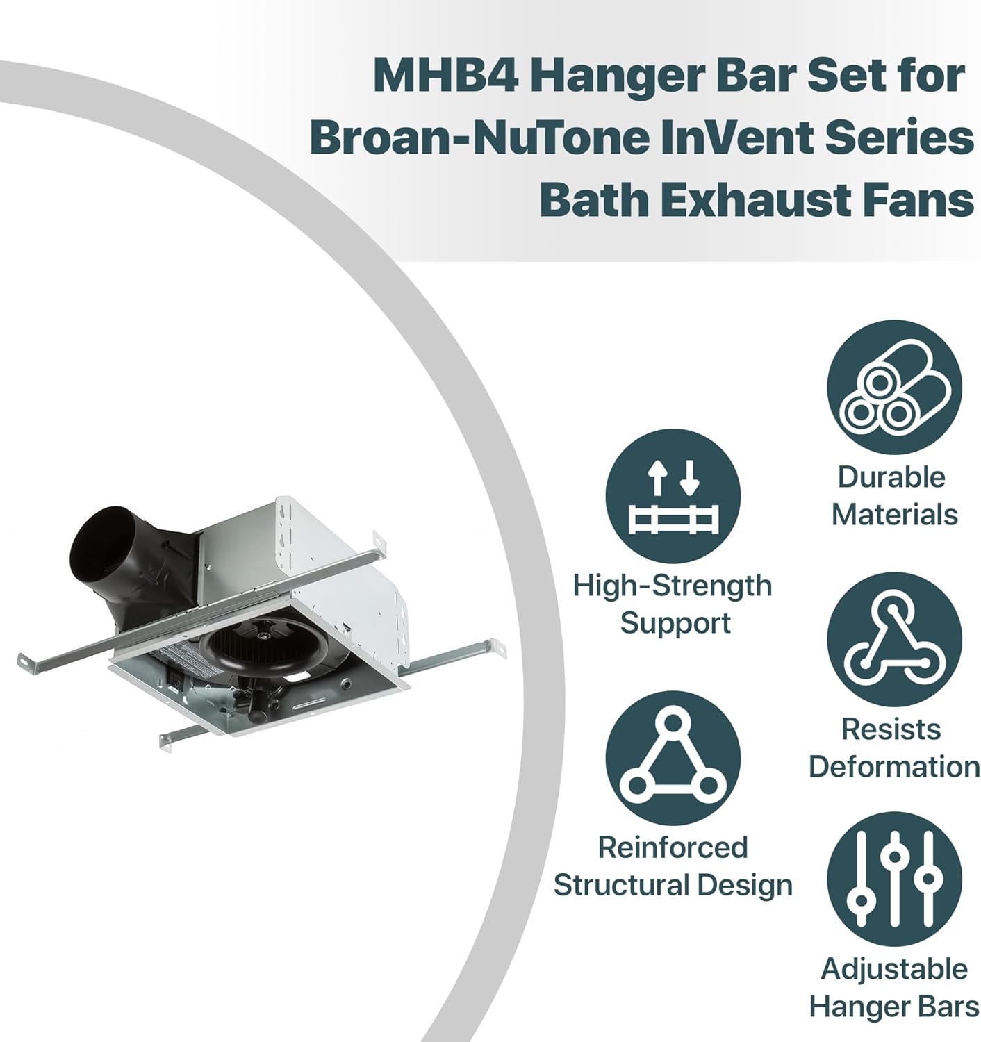 MHB4 Ventilation Fans Hanger Bar Kit for Broan-NuTone Invent Series Bath Exhaust Fans – Adjustable Exhaust Fan Mounting Bracket Set
