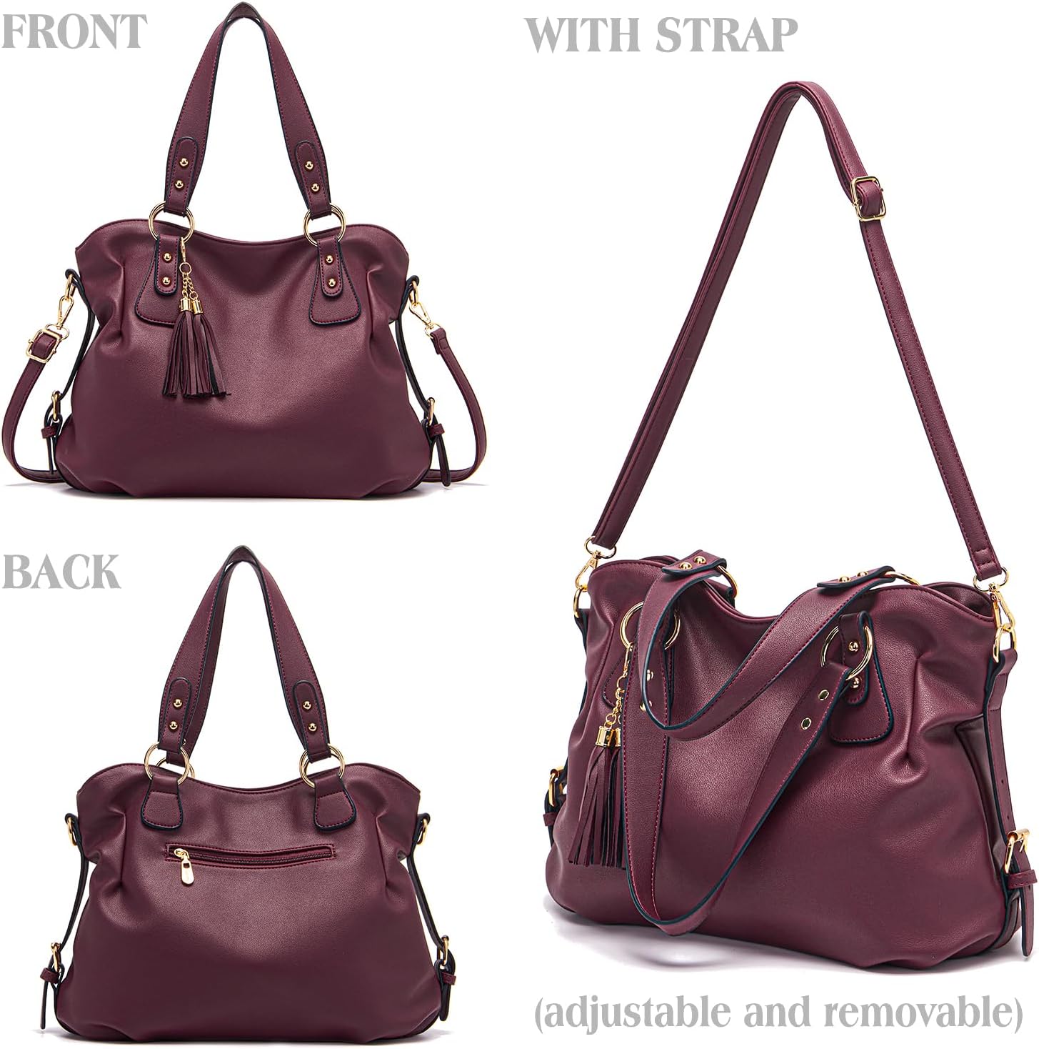 Soperwillton Fashion Handbag for Women Shoulder Bag Top Handle Satchel Hobo Tote Bag Purse Set 4pcs - Image 3