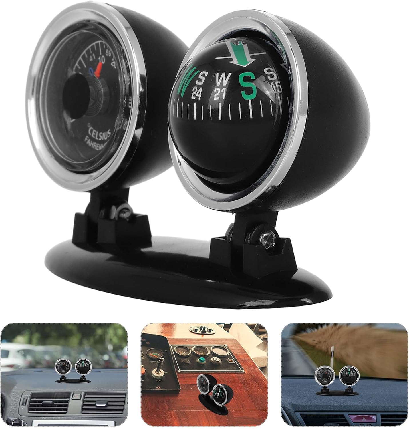 Amosfun Car Dashboard Compass Ball Multi-Function Navigation Guide for Vehicles and Boats Accurate Directional Automotive Marine Compass for Outdoor Hiking Use