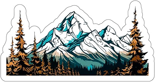 Adhesivo para ventana de montaña resistente a la intemperie, vinilo pequeño impermeable para botella, libro de pasaportes, libro de recortes,