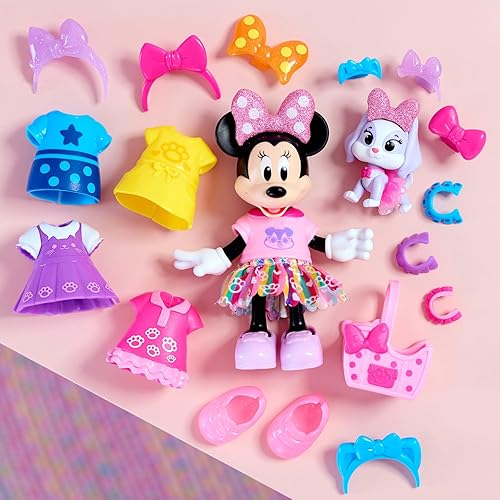 Miniatura 4 de Just Play - Juego de moda para mascotas con purpurina y glamour de Minnie Mouse de Disney, 23 piezas y accesorios, juguetes para niños a partir de 3