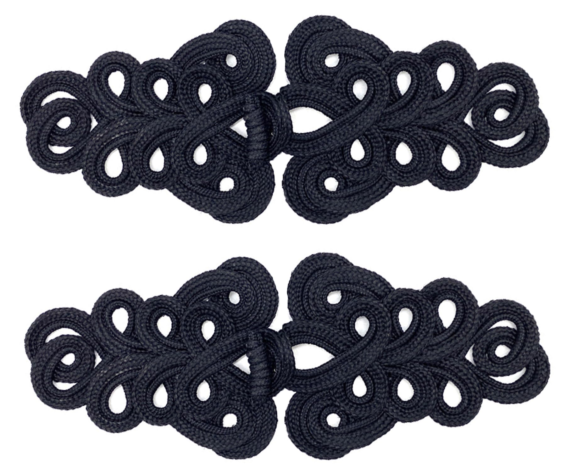 2 Sets/Pairs Extra Large Frog Fasteners Chinese Buttons Size: 23 CM X 9 CM #EX21 (Black)