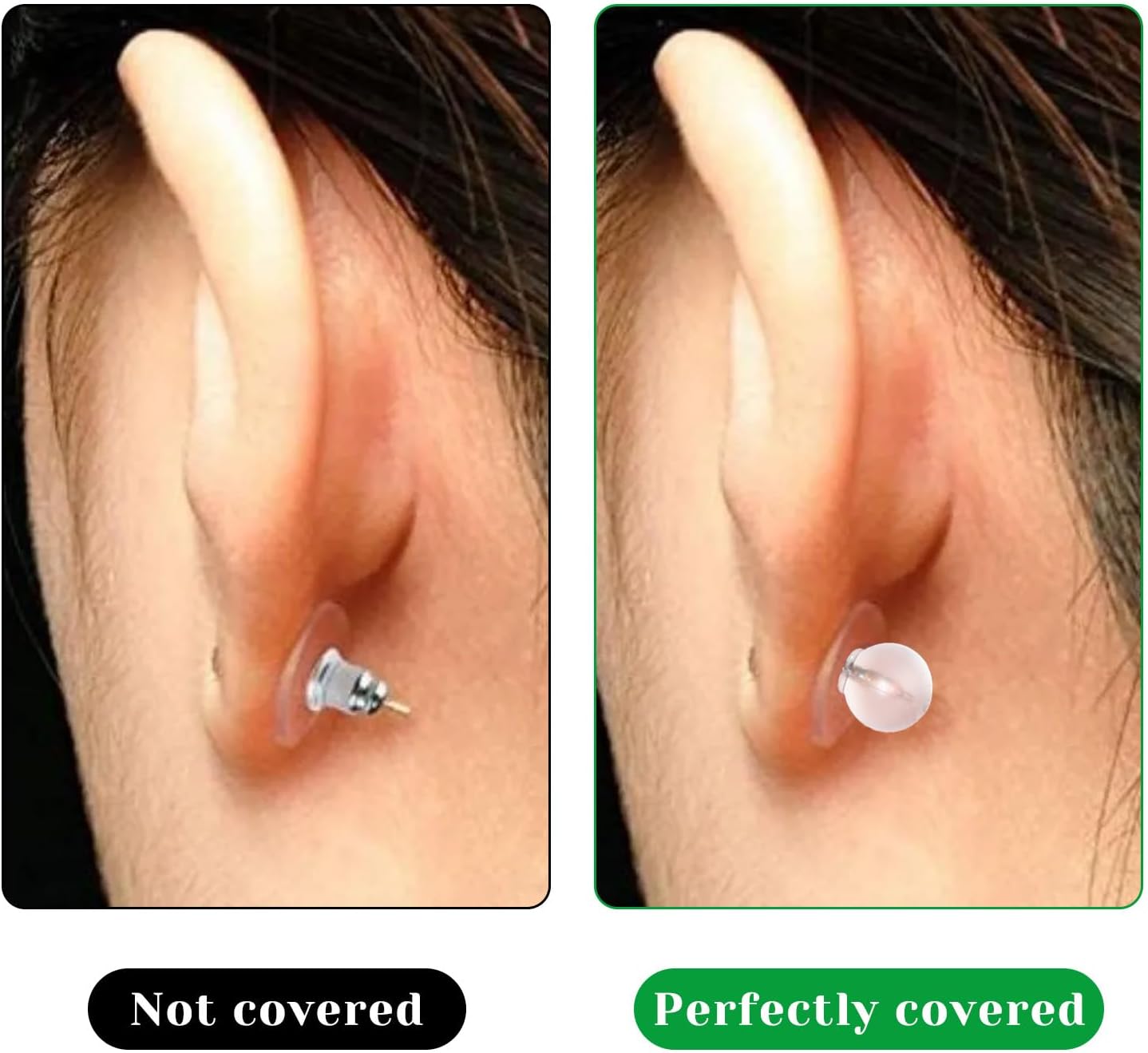 50 PCS Clear Rubber Earring Backs, Comfort Impenetrable Safety Backs TPE Material Flat Back for Earring Posts Soft Earring Backs for Sleeping Fit with All Types of Earring - Image 6