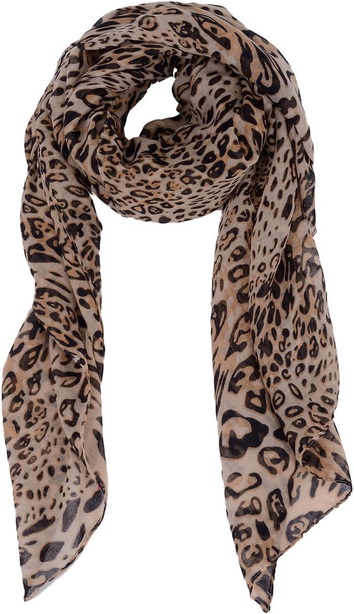 WM BEAUTY Ladies Long Large Scarves Sheer Wrap Scarf Shawl Sexy Leopard 71"L x 40"W