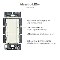 Vista 10 de Lutron - Interruptor de atenuación Maestro LED+ para bombillas LED regulables, halógenas e incandescentes, 150 W/unifolar o multiubicación, Biscuit