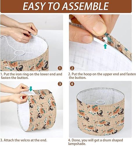 Miniatura 7 de Lámpara de mesa de noche con trípode, patrón sin costuras, para envolver mesita de noche de madera con pantalla de tela de lino para guardería,