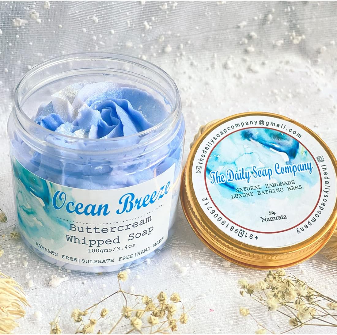 The Daily Soap Company Ocean Breeze Buttercream Whipped Soap 100 gms (Pack of 4) with Goat Milk | for Dry Skin