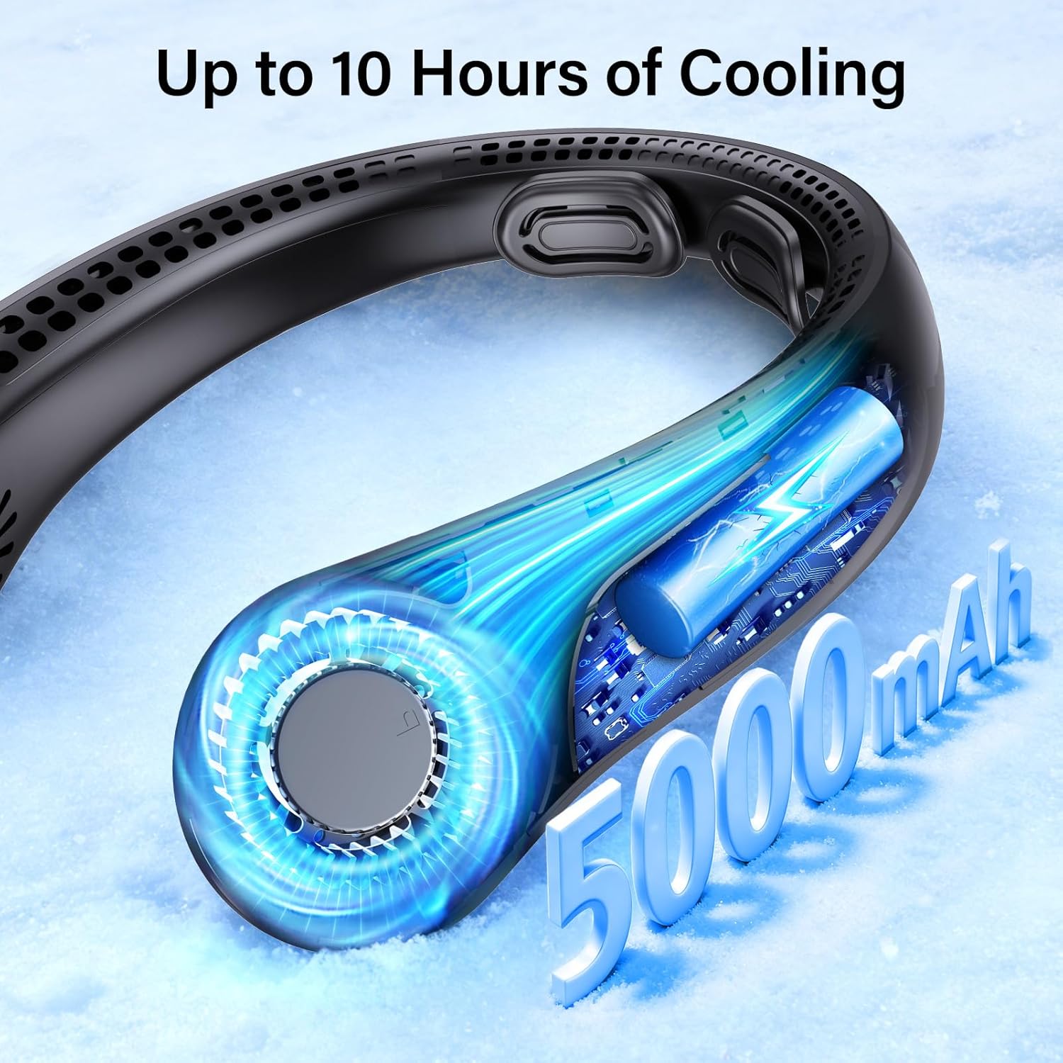Neck Fan Portable Rechargeable - Cooling Neck Fan with 5 Speeds, Hands-Free Bladeless Wearable Fan for Travel, Outdoor, Office, Summer Heat