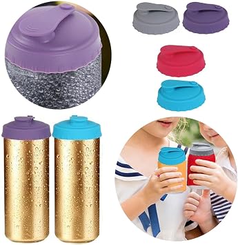 4Pcs Can Covers for Drinks Soda Cans Cover Silicone Lids Can Lids Drinks Cover Cans Protector for Tins with Straw Opening Lids Safe Protector
