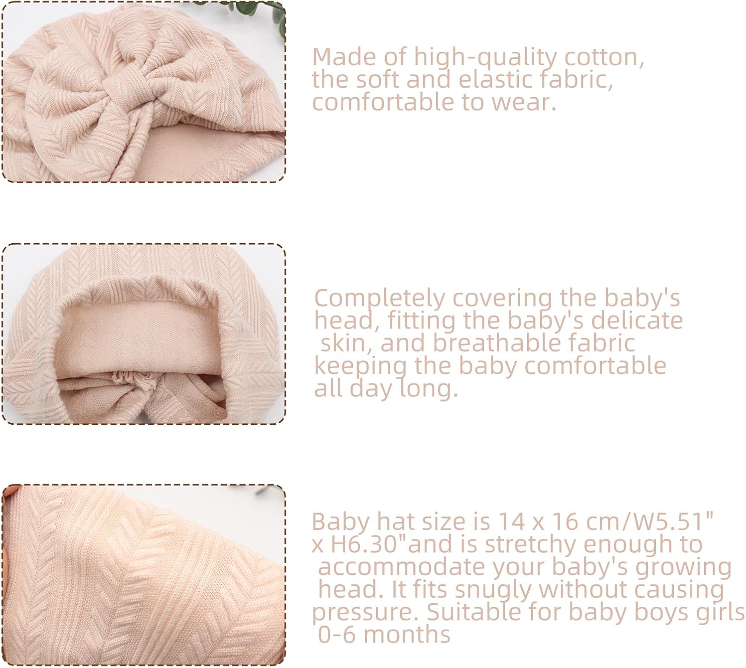 4 Pcs Newborn Hats Mittens Set Infant Cap Bow Hospital Beanie Preemie Hat for Baby Boy Girl 0-6 - Image 4