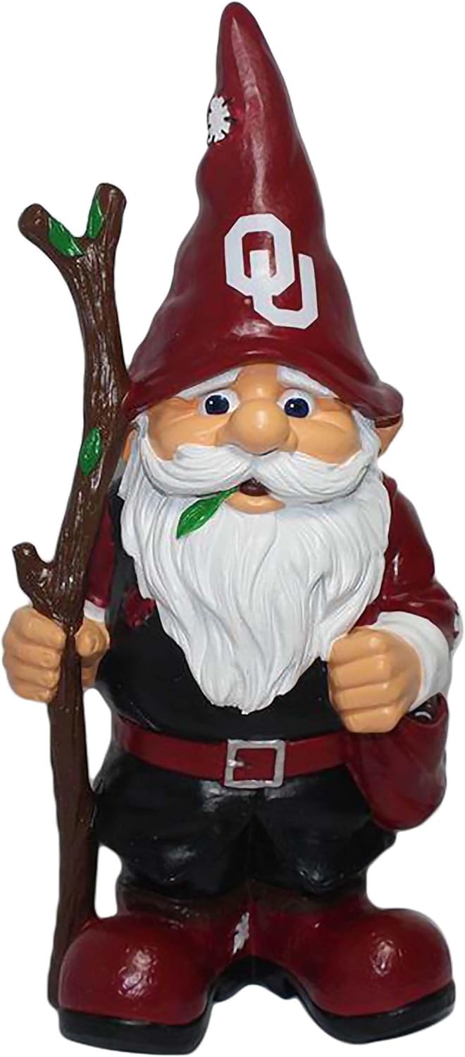 FOCO Oklahoma Sooners OU Holding Stick Gnome 10 Inch, Multicolor