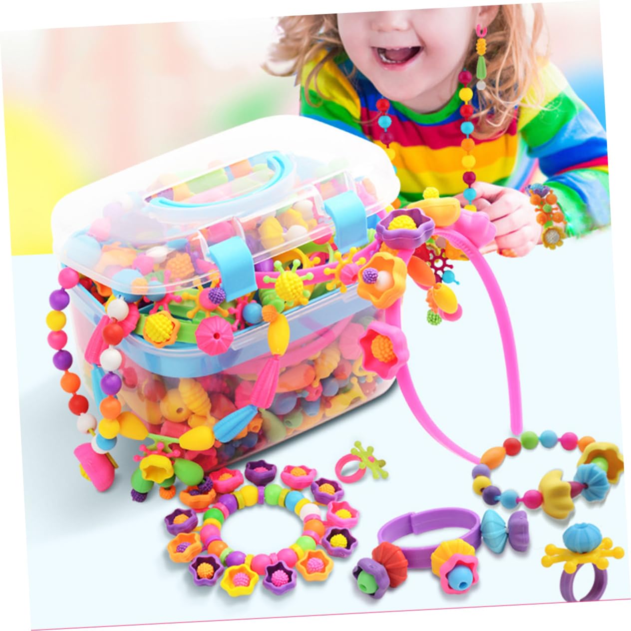 TOYANDONA 1 Boîte jouets Rayan pour les enfants bricolage colliers perles jouet pour enfants bracelets mignons pour les filles jouets de perles pop d'éveil caisse de rangement
