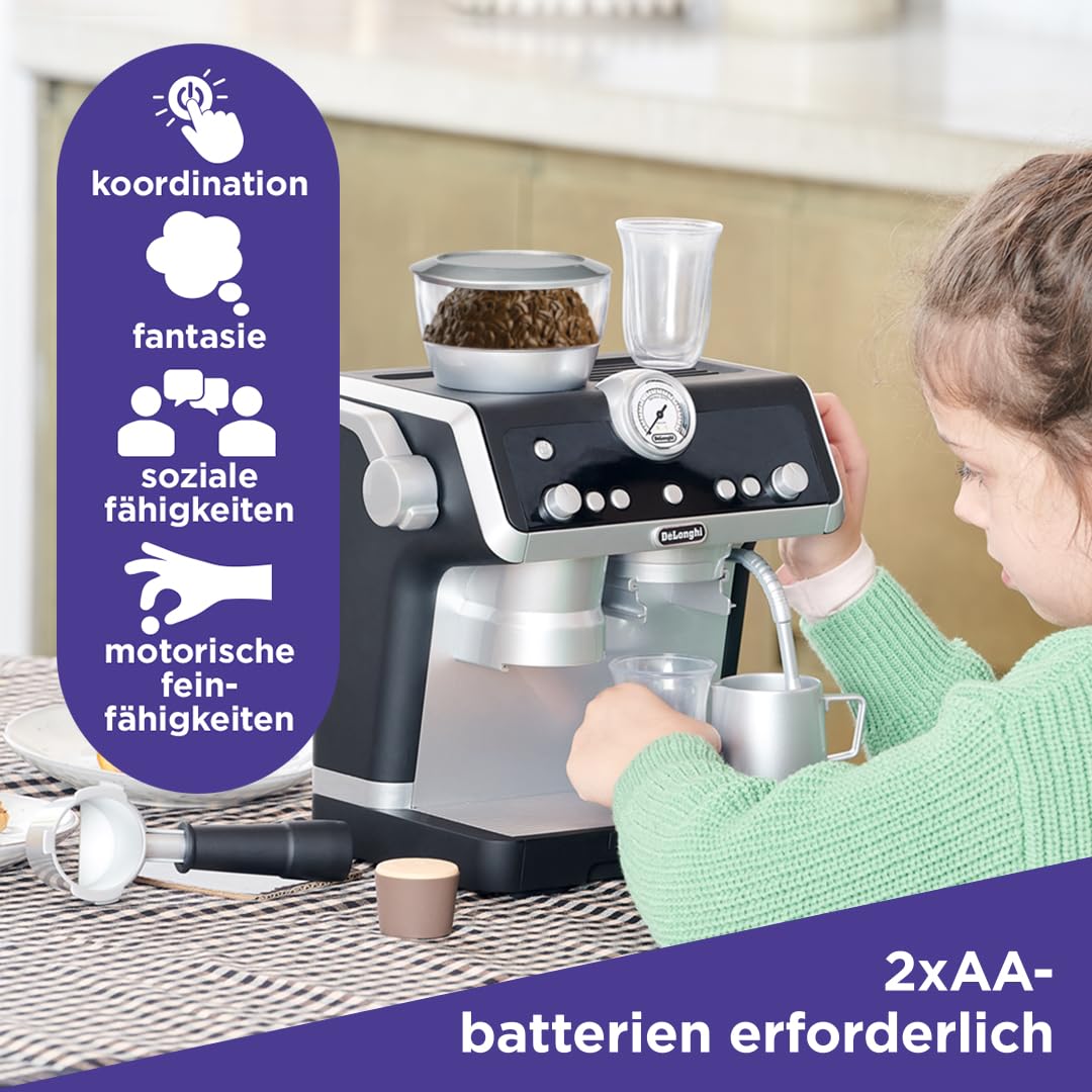 Casdon De'Longhi Spielzeug. Barista-Kaffeemaschin. Spielzeug-Küchen-Spielset für Kinder mit beweglichen Teilen, realistischen Geräuschen und magischem Kaffee. Für Kinder ab 3 Jahren