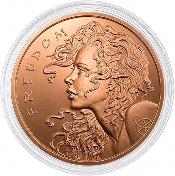 Freedom Girl 1 oz .999 Pure Copper Round Bullion Coin in Capsule - COA by Heavenly Metals