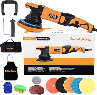 SHINEJACK Car Buffer Polisher, 810W Dual Action Polisher with Variable Speed, 21mm Long-Throw Orbital Polisher for Car Detailing (1650-4800r)…