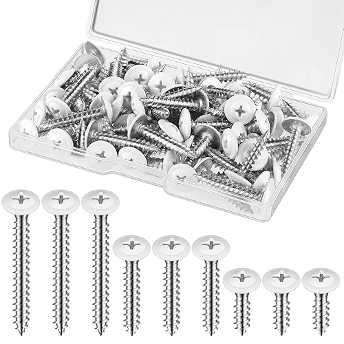 Demissle 240 tornillos blancos #8 para chapa de madera, cabeza de armadura de rosca de rosca, cabeza de armadura rápida y autorroscante blanca,