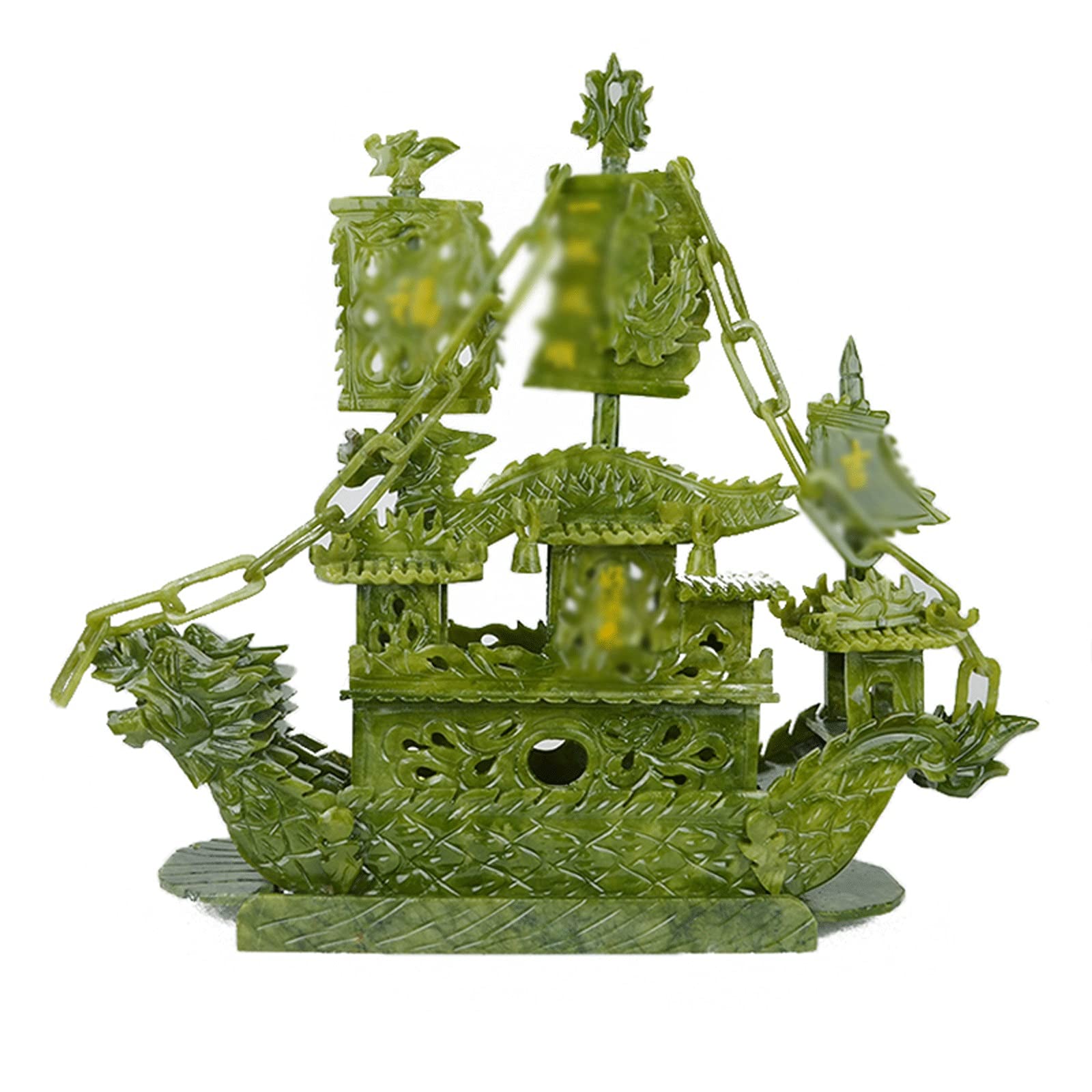 Sculpture Smok łódź Rzeźba Feng Shui Statues Dekoracje Office Dekoracje Dom Feng Shui Dekoracje Zielony Jade Statue