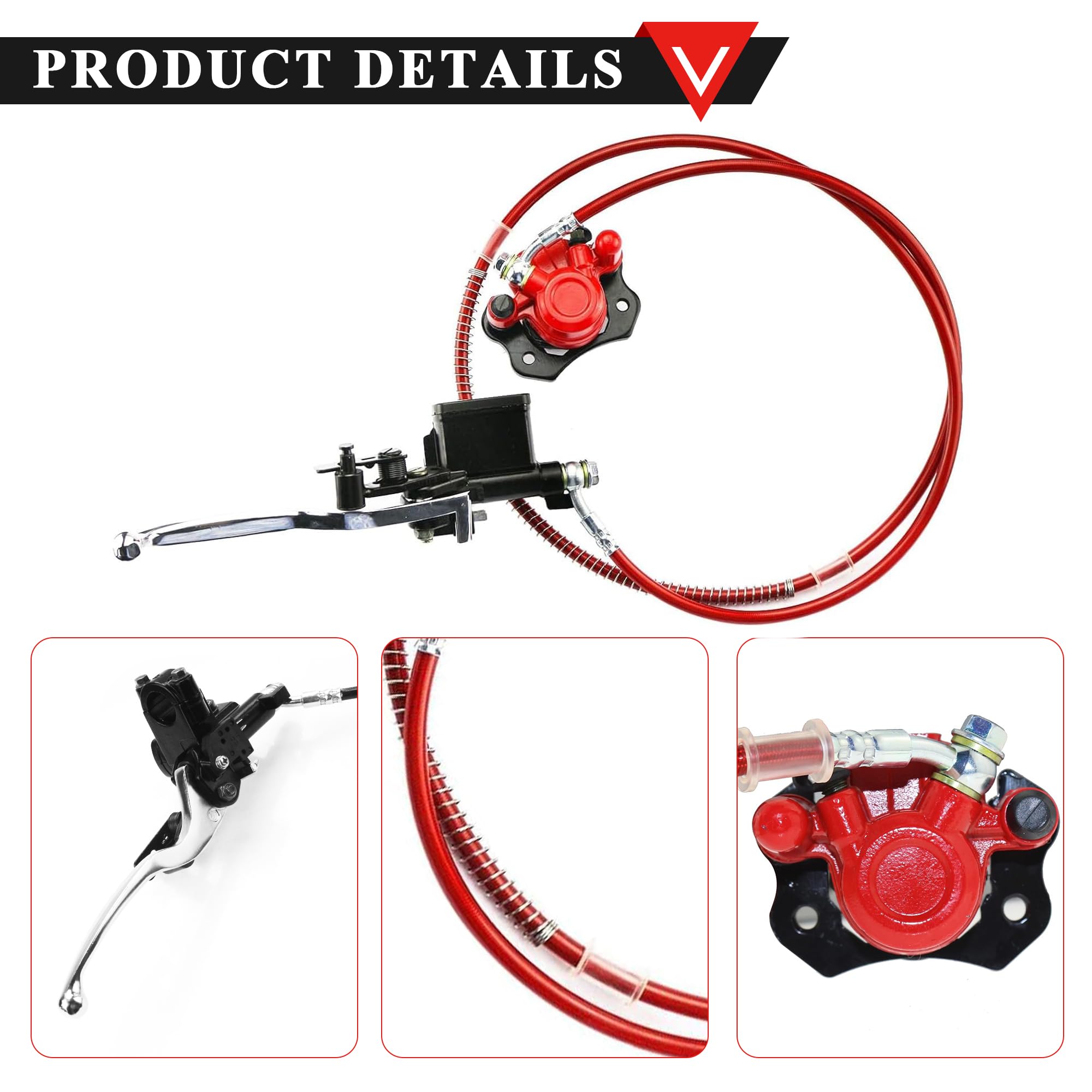 Kit De Frein à Disque Hydraulique Universel Pour ATV, Quad, Go-Kart - Étrier Métal, Plaquettes, Câble - Compatible 50-250cc