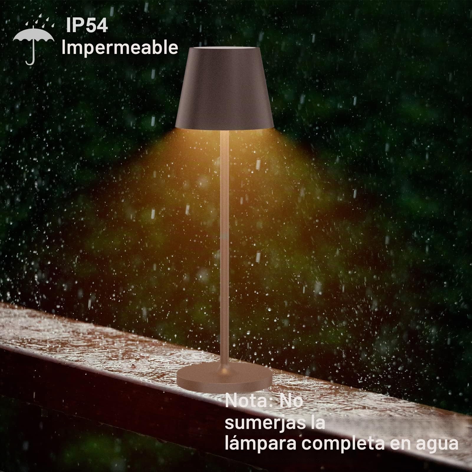 Klighten 2 Piezas LED Lámpara de mesa Regulable Recargable, Lámpara de escritorio de Carga USB, Color óxido, 3000K de luz cálida, Aluminio, Imperméable IP54, para Interiores y Exteriores