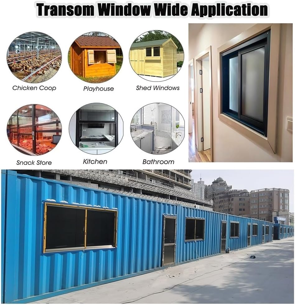 Aluminum Sliding Window Horizontal Shed Replacement Windows Basement Egress Window with Screen and Tempered Glass, Storm Shed Windows Garage or Shed, Easy-Glide Operation(Black,25x25in)