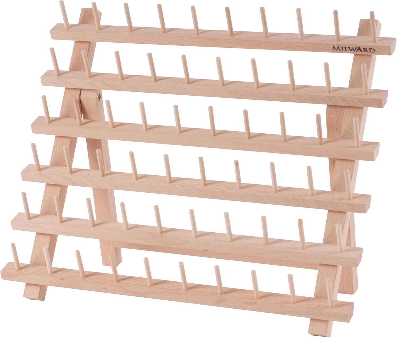 Milward Wooden Sewing Thread Holder, Natural Wood, 60 Spool, 34 x 40cm