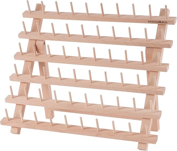 Milward Wooden Sewing Thread Holder, Natural Wood, 60 Spool, 34 x 40cm