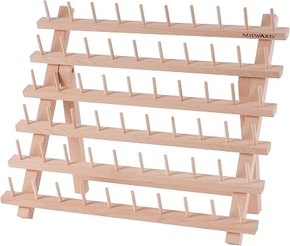 Milward Wooden Sewing Thread Holder, Natural Wood, 60 Spool, 34 x 40cm