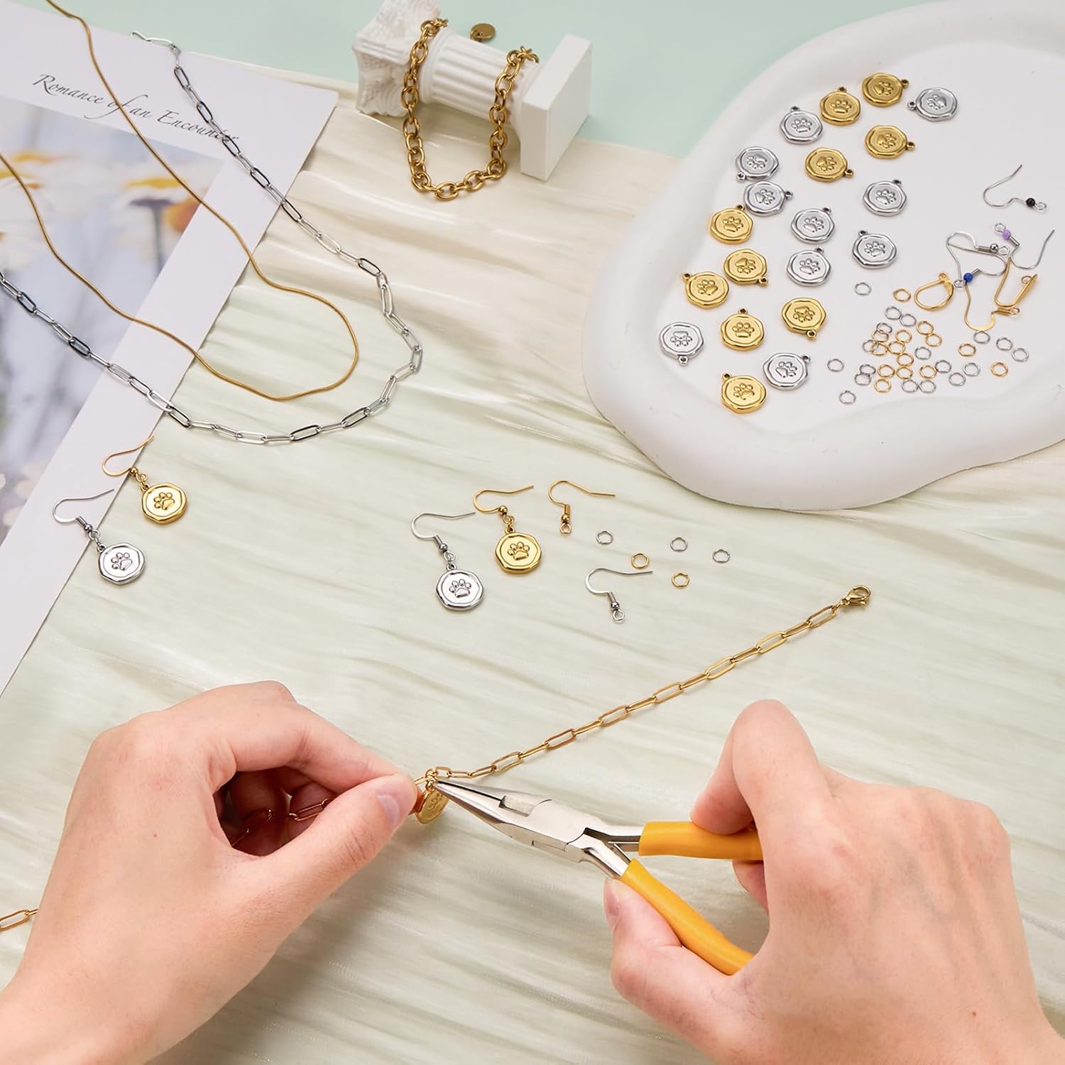 UMAOKANG 20pcs Stainless Steel Jewelry Making Charm Set Paw Charm Pendant for Women Necklace Bracelet DIY Bulk Charms - Image 5