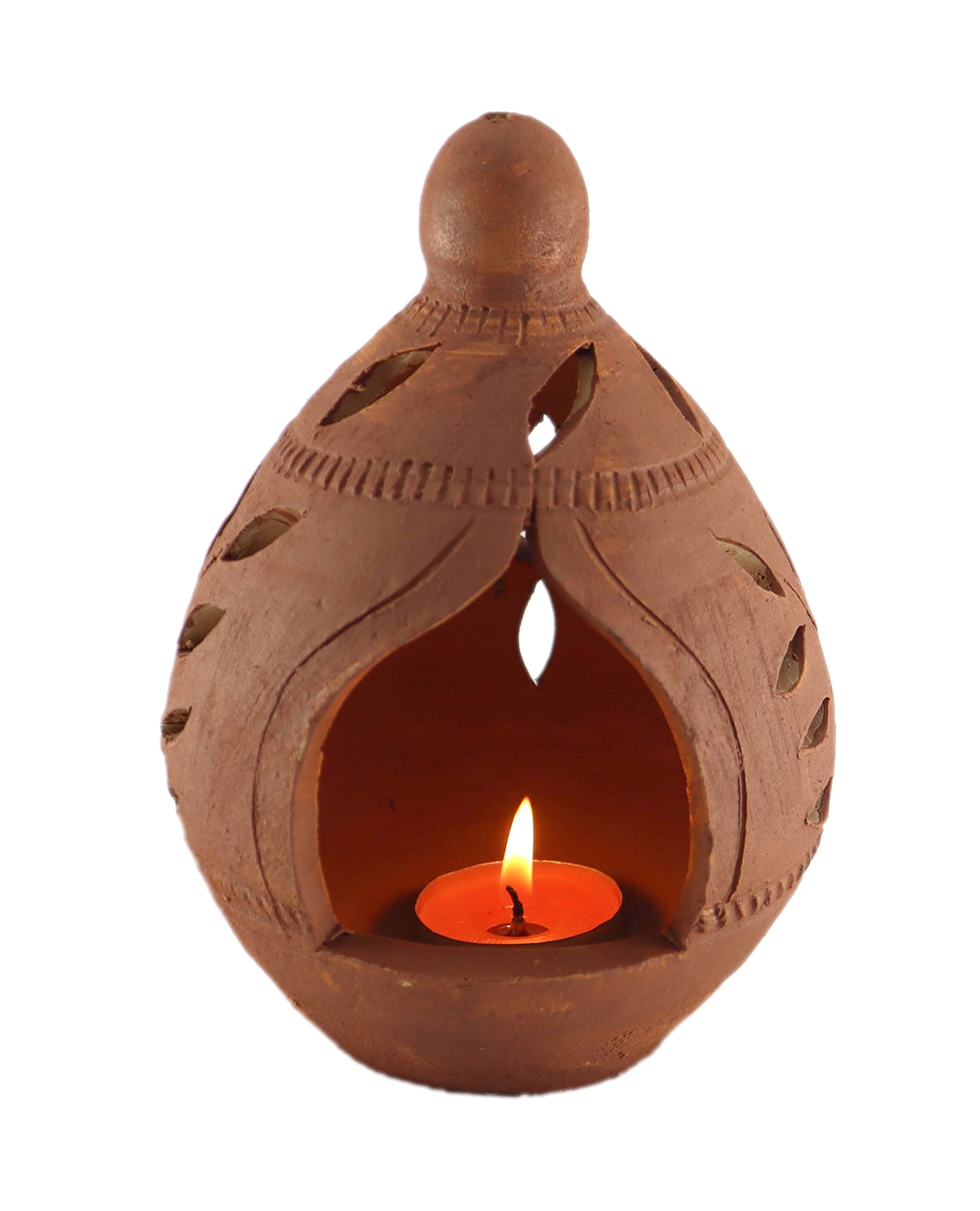 Brown Coconut Shape Terracotta Hanging Lamp | Earthen Hanging Diya | Festival Décor Mitti Diya | Handmade Clay Oil Lamp for Home-Balcony | Diwali Décor & Gifting | Earthen Diya Lamp | Home Décor Diya