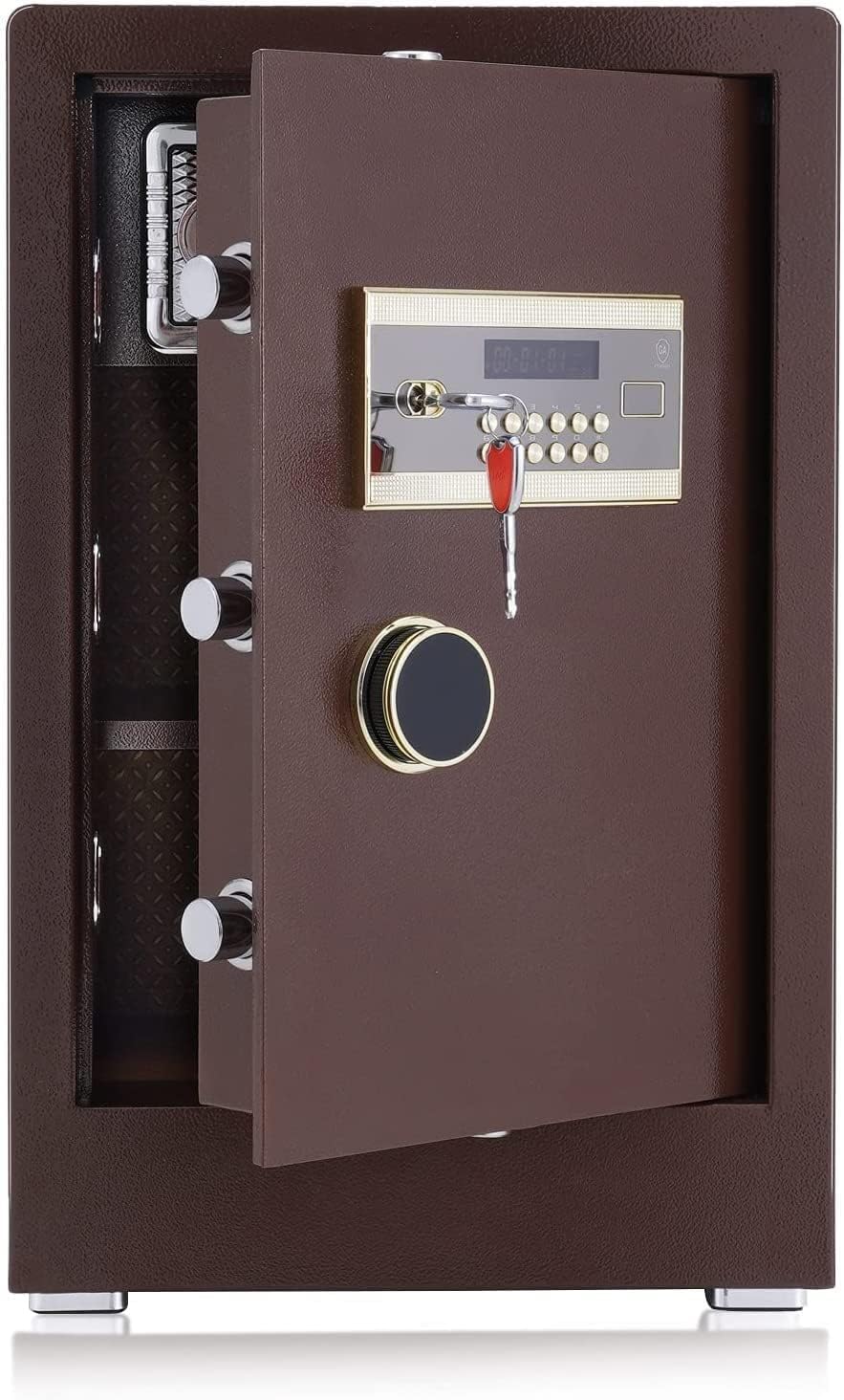 strongbox Fireproof Waterproof Cabinet Safes Digital Security Safe 3.47 Cubic Double Safety Key Special Own Interior Lock Removable Partition Password Box for Home Cash