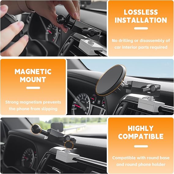 Magnetic Car Mount Head 0.67 Ball Mount Single Socket Arm with 17mm Ball Adapter Extension Arm SUV Phone Holder Magnetic Head Accessories