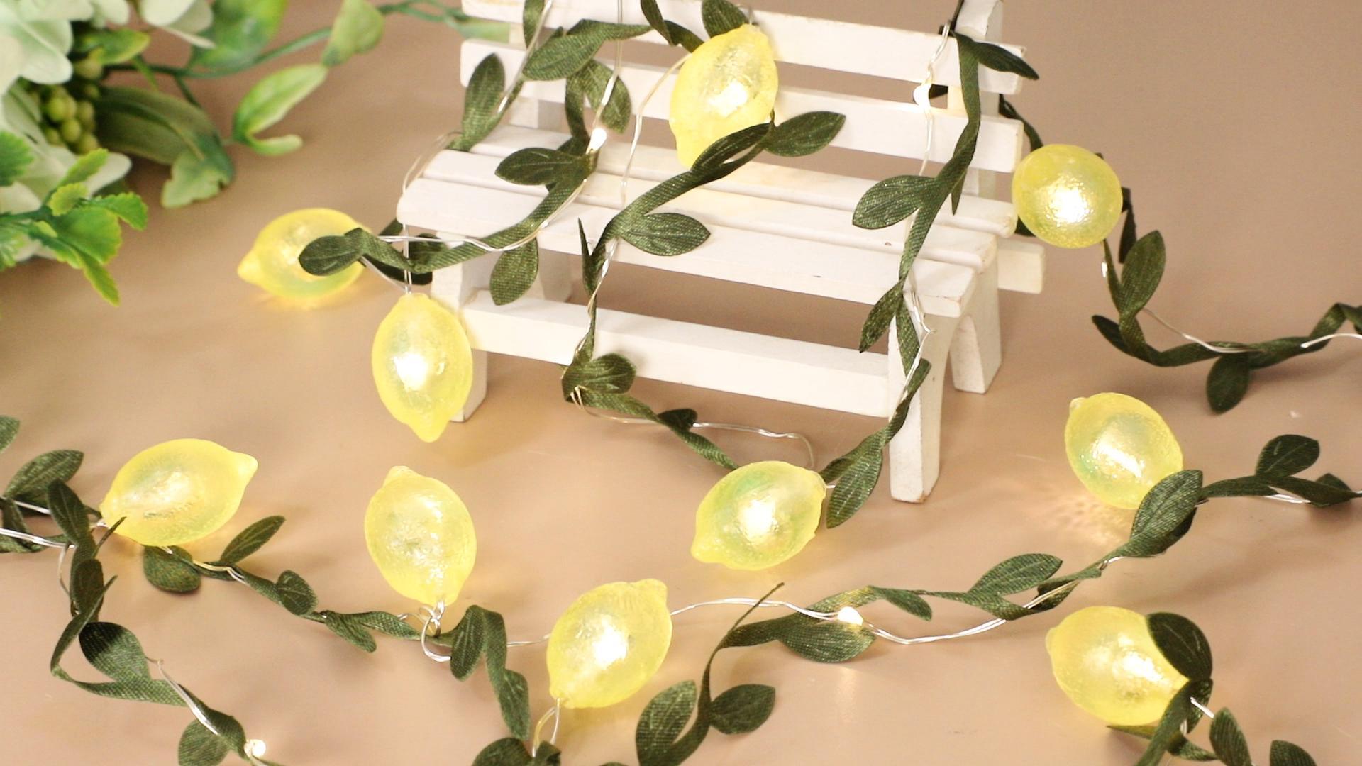 Image of 3D Lemon LED String Lights USB /Battery Operated Light String with Remote Timer 10FT 40LEDs Lemon Light Bulbs with Branches Leaves Fairy Lights for Bedroom Birthday Garden Party Decorations