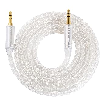 3.5mm Audio Cable 4ft / 1.2m AUX Cable for Headphones,Kbear AUX08 Audio Auxiliary Cord Braided Hi-Fi Sound for Car,Headphone Jack,Speaker,Home Stereos,Smartphone,Echo Dot,Beats- Grey White
