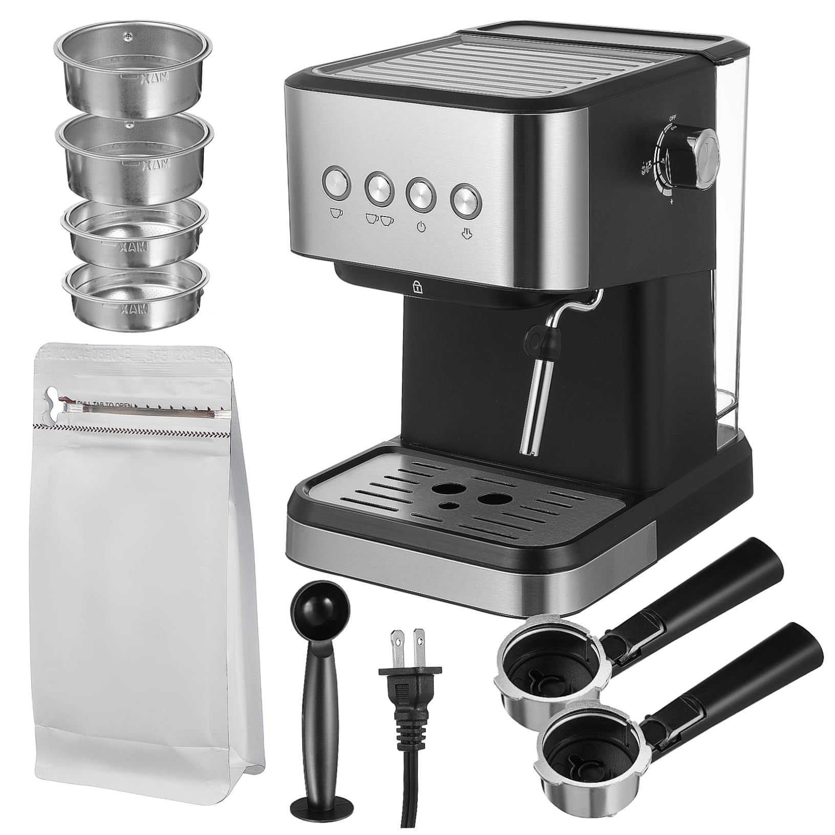 SHOWERORO Espresso Machine with Steam Semi-automatic Coffee Maker for Home Use Compact Design for Espresso Cappuccino and Latte