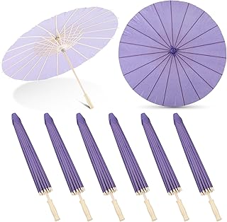 Sanwuta 8 Pcs 23.6 Inch New Year Paper Umbrella Chinese Japanese Handmade Oil Paper Parasol DIY for Chinese Lunar New Year Wedding Bridal Party Photo Props