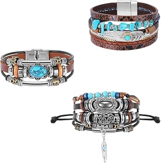 3 Pieces Turquoise Jewelry Set, Western Necklaces, Earrings and Bracelet For women