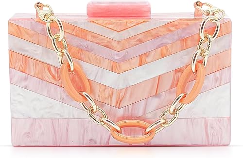 QTKJ Acrylic Evening Bag, Clutch Purses for Women, Colorful Geometry Motifs Cros