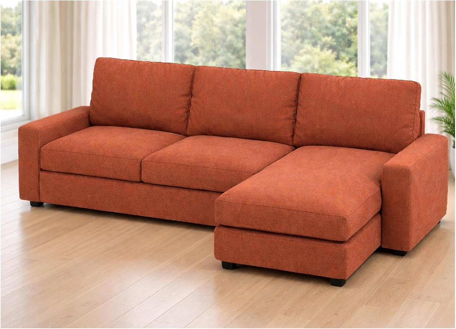 The Durable Kivik Loveseat with Chaise Sofa Cover (Width is 110.2", Not 125" !) Compatible for IKEA Kivik Sectional Corner Slipcover (50% Thicker Poly Flax Rust)