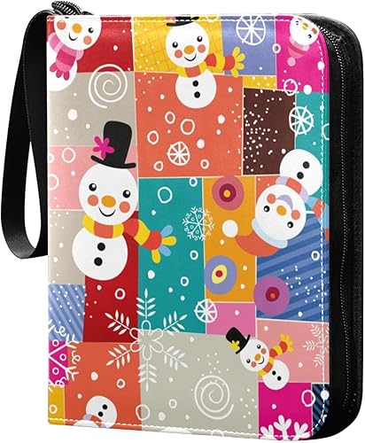 Cute Funny Snowman Trading Card Album in Sturdy PU Leather, 400 Pocket, Easy-to-Clean Waterproof Card Binder