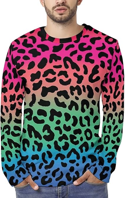 Amazon Co Jp Tシャツ 長袖 ロングスリーブtシャツ メンズ インナーシャツ ロンt 定番 カラフル ヒョウ柄 カジュアル トップス 上着 クルーネック 無地 ファッション 快適 柔らかい おしゃれ キャラクター プリント 春 秋 冬 ファッション